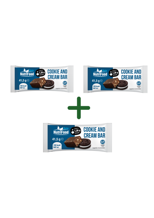 Nízkosacharidová tyčinka s příchutí cookie and cream 2+1 ZDARMA