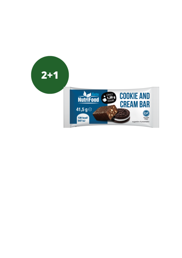 Nízkosacharidová tyčinka s příchutí cookie and cream 2+1 ZDARMA - Image 2